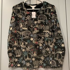 Christopher & Banks Holiday Long Sleeve Cotton Knit Top